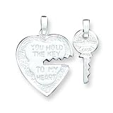 Sterling Silver Heart and Key Charms with 20 inch Sterling Silver Chain