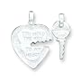 Sterling Silver Heart and Key Charms with Two 20 Inch Chains