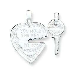 Sterling Silver Heart and Key Charms with Two 20 Inch Chains