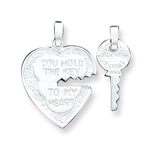 Buy Sterling Silver Heart and Key Charms with Two 20 Inch Chains by A Great Jewelry Co.