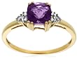 10k White or Yellow Gold, February Birthstone, Amethyst and Diamond Ring