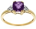 10k White or Yellow Gold, February Birthstone, Amethyst and Diamond Ring