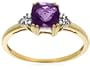 10k Yellow Gold, February Birthstone, Amethyst and Diamond Ring, Size 7
