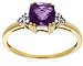 10k Choice of White or Yellow Gold, February Birthstone, Amethyst and Diamond Ring