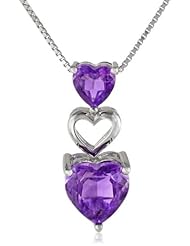 Sterling Silver and Amethyst Heart Pendant Necklace, 18"