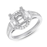14K White Gold 0.79cttw Round Diamond Semi Mount Engagement Ring
