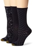 Gold Toe Womens Floral Diamonds And Leaf Pattern 3 Pack Socks
