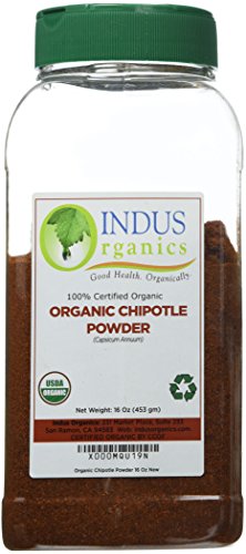 Indus Organic Chipotle Chili Pepper Powder, 1 Lb Jar, Freshly Packed