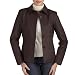 BGSD Women's Open Collar Leather Jacket in Black or Mahogany image 3