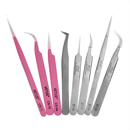 VETUS Genuine Tweezers Eyelash Extensions Straight & Curved Nail Art Nippers