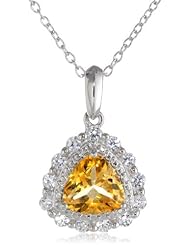 Sterling Silver Created White Sapphire Teardrop Pendant Necklace, 18"