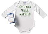 from Spoilt Rotten Spoilt Rotten - Real Men Wear Nappies Long Sleeve Babygrows / Bodysuit Alternative Baby Clothes 100 Organic Sizes 0-6 months + in funky Milk Carton WHITE