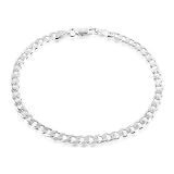 Sterling Silver Curb Link Men's Bracelet 7.25 (Width 5mm)