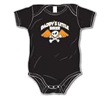 Daddy's Little Biker - Skull w/Crossbones and Wings - Silly Baby Onesie, Black