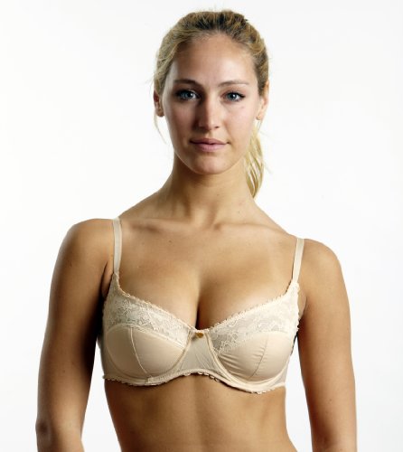 A.B.S. Fantasy Half Pad Underwire Bra w/ Lace Trim Size: 36D in: Beige
