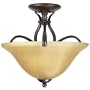 Globe 6085301 Senneville 13-Inch Semi-Flush Mount Ceiling Fixture, Dark Coffee Finish with Amber Glass Shade