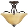 Globe 6085301 Senneville 13-Inch Semi-Flush Mount Ceiling Fixture, Dark Coffee Finish with Amber Glass Shade