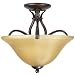 Globe 6085301 Senneville 13-Inch Semi-Flush Mount Ceiling Fixture, Dark Coffee Finish with Amber Glass Shade