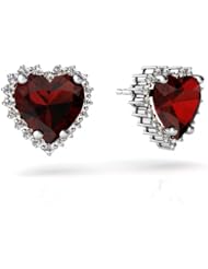 Genuine Garnet 14kt White Gold Earrings