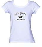 UNIVERSITY OF XXL FIREFIGHTING Ladies/Juniors FITTED Scoop-neck T-Shirt In Various Colors & Sizes