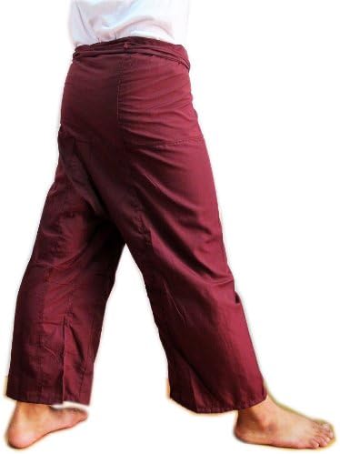 Red Brown Thai Fisherman Wrap Pants Trousers Yoga Massage Pregnancy Pants Free Size