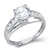 Solid 14k White Gold Solitaire Round CZ Cubic Zirconia Engagement Ring 1.5ct