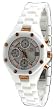Oniss #ON8201-LRG Women's Rose Gold Trim Multi Function 3 Dial Display White Ceramic Watch