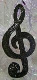 8 Black Treble Clef Music Note Glitter Christmas Ornament #2716116