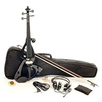 Full Size 4/4 Electric Violin Set with Case and Accessories - Black