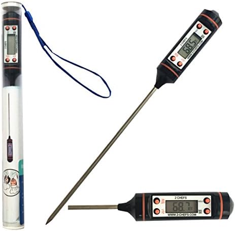 2 CHEFS Digital Meat, BBQ and Candy Thermometer, 6 Inch Probe, Temperatures up to 572 Fahrenheit, Great for the Kitchen Indoors and Cooking Outdoors