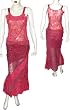 Red Skirt Set Georgette Embroidery Womens Casual Sundresses Size S