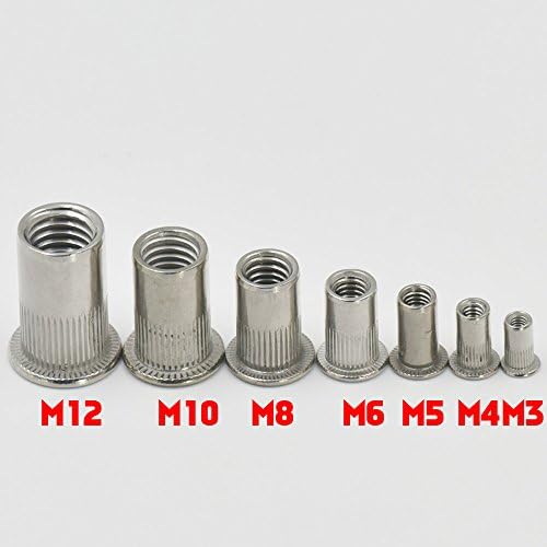 Bluemoona 50 Pcs - Metric 304 Stainless Steel Blind Insert Rivet Nut Rivnut Flat Head M10