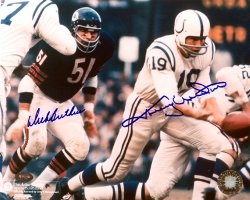 Dick Butkus Johnny Unitas Signed 8x10