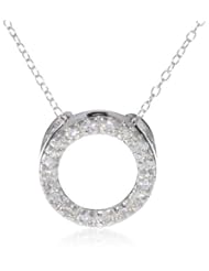Sterling Silver Cubic-Zirconia Open Circle Pendant Necklace, 18"