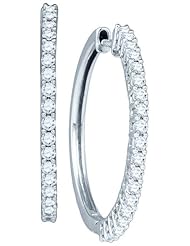 14KT White Gold 1.01 CTW Diamond Fashion Hoops