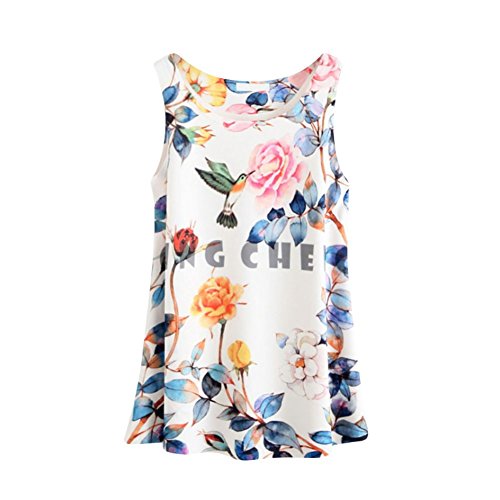 EFINNY Women's Casual Butterfly Pattern Loose Sleeveless Tee Shirt Tank Top