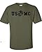 Marine Corps Bull Dog Front and Back Premium Men's T-Shirt (Medium, Military Green)