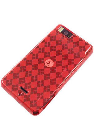 Red Plaid Checker Soft Crystal Tpu Skin Gel Cover Case for Motorola Droid X MB810