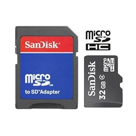 SanDisk microSDHC 32GB Class4 SD�ϊ��A�_�v�^�[�t�� �C�O���Y���f�����s�A�� �o���N�i