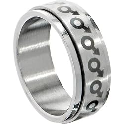 316L Surgical Steel Male Gay Pride Spinner Ring