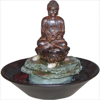 Seated Bronze Buddha Tabletop Fountain
