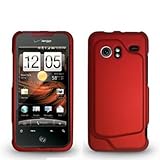 Red Rubberized Snap-On Hard Skin Case Cover for HTC Droid Incredible Phone  ....