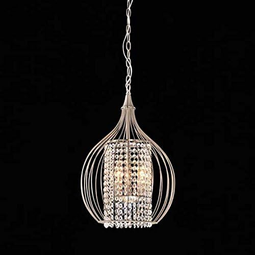 Compact Satin Nickel and Crystal Pendant Chandelier