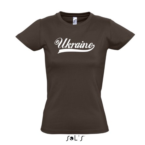 Damen T-Shirt – Ukraine Oldschool LÄNDERSHIRT EM / WM FAN Trikot S-XXL , Chocolate – weiß , S