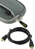rooCASE Neoprene Sleeve (Grey) Case and Mini-HDMI to HDMI Cable 1 Meter (3 Feet) for JVC PICSIO GC-FM1VUS HD Camcorder Brilliant Blue