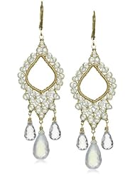 Dana Kellin Hand -Stitched Milky Quartz and Ice Quartz Drop Earrings
