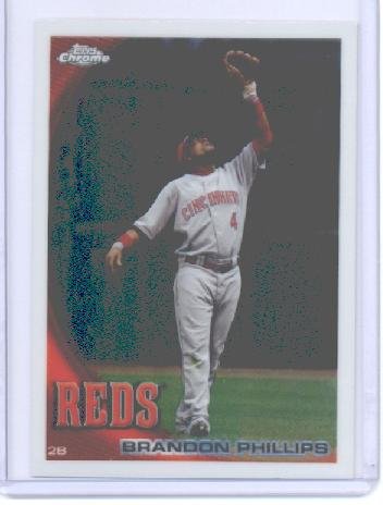 2010 Topps Chrome Baseball Card # 54 Brandon Phillips - Cincinnati Reds - MLB Trading Card in Screwdown Case