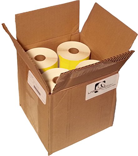 LabelRack 3" x 2" Floodcoated Topcoated Direct Thermal Labels (Light Visible) with 4" O.D. Perforated Each, Wound Out, 1" Core, 8820 Labels/Case, 735 Labels/Roll, 12 Rolls/Case - Yellow