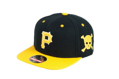 MLB Men's Pittsburgh Pirates Blockhead Snapback Cap (Black/Gold, Adjustable)