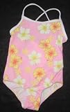 Girls 1 PC Swimsuit XX Back Pink/White/Yellow Floral
